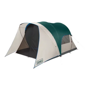 Палатка-кабина Колман за 4 човека с екраниран тераса, 2 стаи, зелен