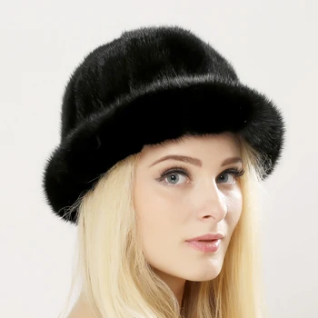 Дамски зимни шапки, вязаная шапчица с топка от кожа на норка, женски индивидуални шапки, шапка, за жени, ежедневни дамски шапки от кожа на норка