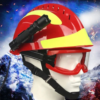 F2 Защитен спасителна шлем на пожарникар мъжки с фенерче и притежател на Защитни очила Пожарникар Защита на сигурността на Спешна вафен