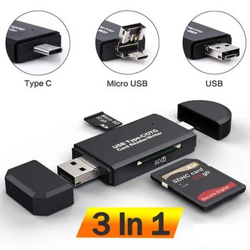 Устройство за четене на SD карти C USB Card Reader 3 В 1 USB 2.0 TF/Mirco SD Smart Memory Card Reader Type C OTG Флаш Памет Cardreader Адаптер