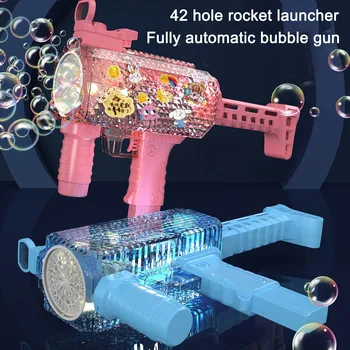 Ракетата-пистолет за сапунени мехури, 69 дупки, стартера е за сапунени мехури, автоматична вентилатор, играчки за сапун за деца, детски подаръци, играчки Pomperos