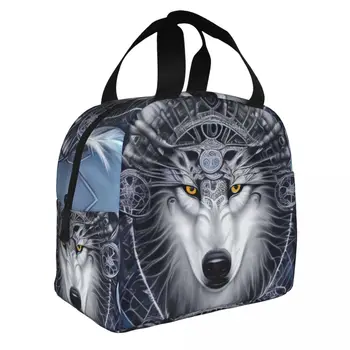 Чанта за обяд Wolf, преносима термосумка от алуминиево фолио, удебелена на тъканта, чанта за обяд, за момчета и момичета