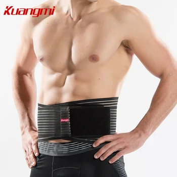 Колан за подпомагане на талията Kuangmi, превръзка за долната част на гърба, спорт, фитнес, бодибилдинг, колан за вдигане на тежести, Регулируеми презрамки, дишащи