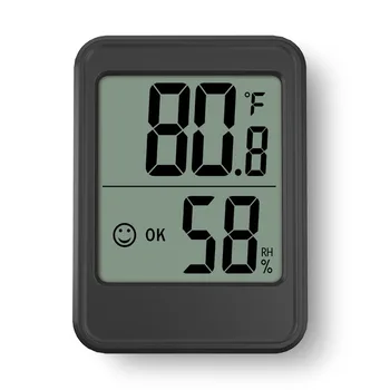 Цифров домашен електронен термометър с цифров дисплей, влагомер за помещения, измерване на температура и влажност на въздуха, F / ° C Превключване