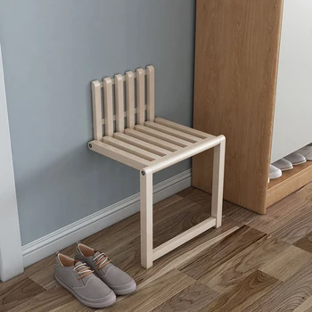 Дървени сгъваем стол за баня, детски стенен стол за възрастни хора, спестяващ място в коридора, скандинавски табуретка, достъпна мебели за дома