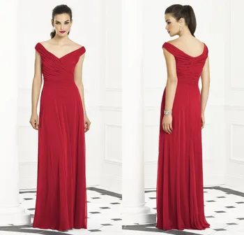 празнична рокля за поръчка, с плажна Секси червена шифоновое вечерна рокля с V-образно деколте и къси ръкави, изящни и дълги рокли на шаферките на поръчка