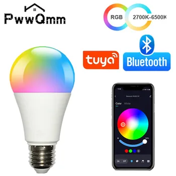 PwwQmm AC220V-110V LED E27 Безжично приложение Bluetooth 4.0 Умна Лампа на Hristo APP Контрол С регулируема яркост 15 W RGB + CW + WW, Съвместима с IOS /Android