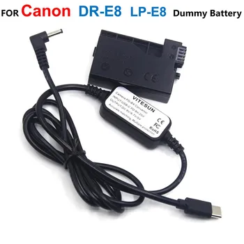 LP-E8 Манекен За тестото DR-E8 Конектор за USB Type C USB PD Конвертор кабел dc За Canon EOS T2i T3i T4i T5i 550D 600D 650D 700D