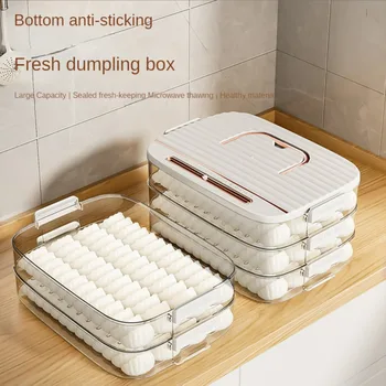 Многослоен кутия за съхранение на кнедлите Хладилник Контейнери за съхранение на храна с капаци Штабелируемые контейнери за кнедлите Кухненски организаторите