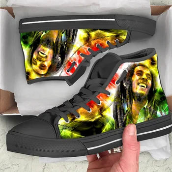 Гореща Класическа Парусиновая Обувки Bob Marley, Модни Тъканта, Обувки с Висок Берцем, Флаг Америка, Леки Мъжки И Дамски Маратонки С 3D Принтом, Дишащи