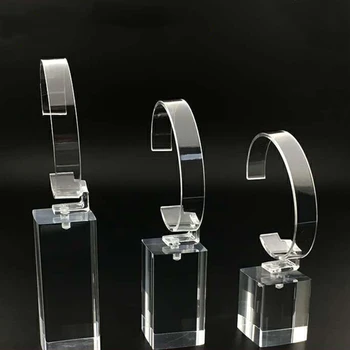 Акрилна прозрачна стойка за часа, за монтиране на стена за показване на часа, поставка за бижута, подпори за стрелба, седалка с пръстен