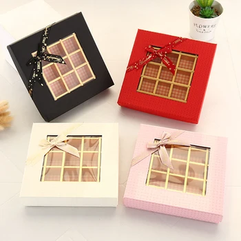 Романтична кутия за шоколад на Ден, Свети Валентин, подарък кутия шоколадови бонбони с 9 мрежи, сватбена декорация за Коледно парти, опаковъчна хартия за момичета и жени