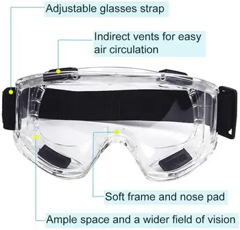 Защитни очила със защита от замъгляване и спрей, пыленепроницаемые ветроупорен работни лабораторни очила, предпазни очила за изследвания, прозрачни лещи