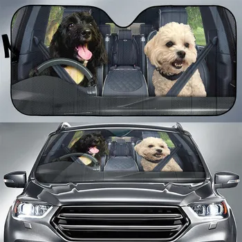 Прекрасна 3D дизайн на кучето сенника на предното стъкло на превозното средство, излязло на топлина, сенника за кола, козирка от ултравиолетовите лъчи на предното стъкло