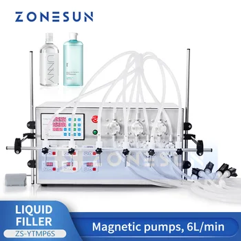 ZONESUN Полуавтоматична машина за бутилиране на течности, за пълнене на бутилки, помпа с магнитно задвижване, обзавеждане за опаковане на напитки, сокове, ZS-MP5000
