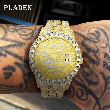 Мъжки часовник 2021 Modern AAA CZ Diamond Водоустойчив часовник-високо качество от луксозен 18-каратово злато мъжки ръчен часовник хип-хоп кварцов часовник Man