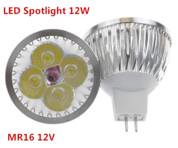 1 бр./лот, высокомощное осветление MR16/GU5.3, 12/110/220 v, 12 W led прожектор с регулируема яркост, лампа, топло/чист/студено бял led светлина