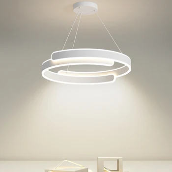 Скандинавските таван led висящи лампи, бяла минималистичная подвесная метална лампа за спалня, маса за хранене, хол, домашно осветление в помещението