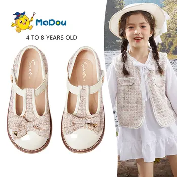 Кожени обувки за момичета Mo Dou/новост есента 2023 г.; модни обувки в стил Лолита в мека подметка за момиченца; обувки принцеса високо качество