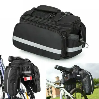 Черно велосипеден раница с голям капацитет с дождевиком, трактор преглед чанти, чанта за задна седалка, чанта за носене, велосипедна чанта