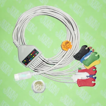 Съвместим с 12-пинов кабел Mindray ЕКГ 10 lead с едно парче кабел ЕКГ и зажимными IEC кабели или AHA.