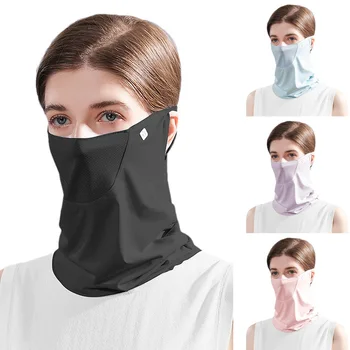 Солнцезащитная маска от ледената коприна, дамски, мъжки, летни, анти-UV, бързосъхнеща, за лице, дишаща, за защита на шията, превръзка на главата, шал за висящи уши