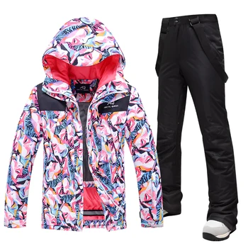 Топъл женски ски костюм с дебелина -30 градуса, градинска ски облекло, ветрозащитный водоустойчив костюм за сноуборд, зимни панталони, зимни дамски яке