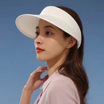 Модни однотонная е горната шапка с сенника годишна жена градинска велосипедна ежедневни солнцезащитная дамски UV-превръзка от неопрен за коса, шапка с козирка, слънцезащитен крем