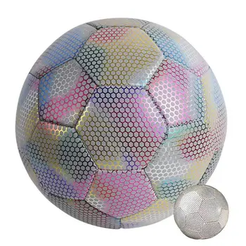 Холографски футболна топка за вътрешна и външна употреба, футболен тренировъчен инструмент от изкуствена кожа за юноши, възрастни и