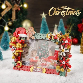 Фоторамка САМ Строителни блокове Комплекти коледни настолни албуми Творческа сбирка украса Тухли Коледни играчки, подаръци за деца