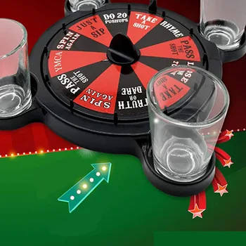 Забавна игра машина LANDER Drinking Рулетка, игра на дъска, казино, игрален автомат с 4 чаши, комплект за парти, за възрастни, алкохолен бар