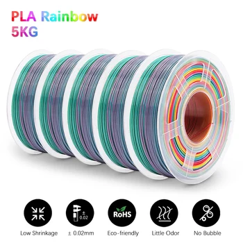 JAYO Розова нишка PLA 1,75 мм 5 кг цветни конци PLA Ново записване, материал за 3D-принтер SILK Rainbow