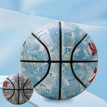 Размер 7, Баскетболна топка с графити, полиуретан, влагопоглощающий противоскользящий уличен топка за възрастни, надуваем тренировъчен топка за улица, в закрито