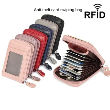 Първият слой Rfid притежателя за карти от телешка кожа, органайзер за карти, корейски държач за карти, визитница, кожата е с множество карти