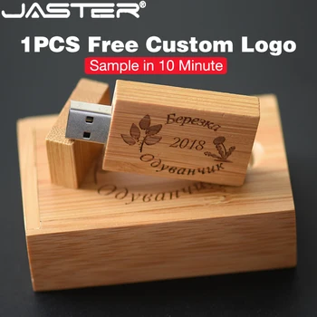 JASTER Дървена С Предавателна USB 2.0 Флаш Устройства, 128 GB Флаш Диск С Безплатен Логото на 64 GB, Memory Stick Бамбук Креативен Бизнес подарък USB устройство