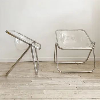Модерен сгъваем стол в скандинавски стил, домакински прозрачен стол със средна древността, кафе-сладкарница, магазин за чай с мляко, столове за трапезария и дневна