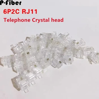 100шт 1000шт телефонна кристален корона 2-жилен 6p2c RJ11 гласова тел кристален конектор 2 ядра