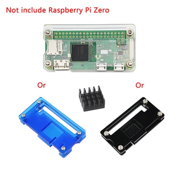 Raspberry Pi Zero 2 с акрилен корпус, прозрачен черен и син корпус с черен алуминиев радиатор за Raspberry Pi Zero W / Zero 1.3
