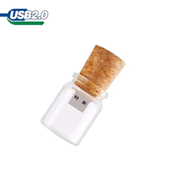 Стъклена бутилка за плаващите USB 2.0 с Тапа USB 2.0 Флаш памет стъклена бутилка карта 4 GB 8 GB 16 GB 32 GB 64 GB 128 GB Потребителски ЛОГО Udisk