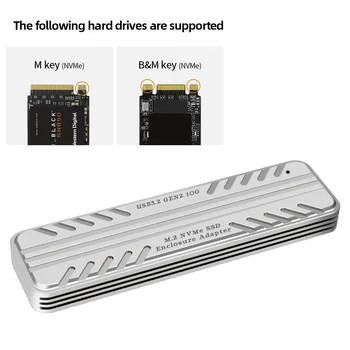 M. 2 SSD Enlcosure 10 Gbit/с Външен Твърд диск M2 PCIE NVMe SSD Алуминиев Корпус USB3.1 Gen2 HDD Калъф за твърдотелно устройство M. 2 2280 M & B Key