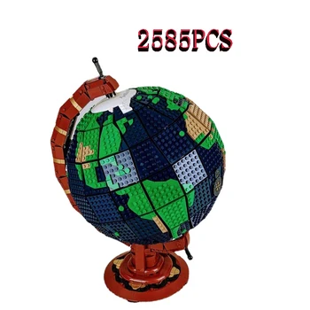 2585 бр. Глобус, съвместим с 21332 идеи, карта на земното кълбо, модел, строителни блокове, тухли, технически и MOC на тухли, играчки, подаръци за деца