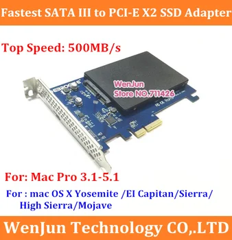 500 Mbps Сверхскоростная карта адаптер SSD SATA III към PCI-E x2 SSD за mac pro 3.1-5.1 OSX 10.8-10.14.5 за Windows