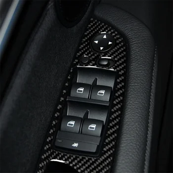 За BMW X5 E70 2008-2013 X6 E71 2009-2014 Карбоновая бутон за вдигане на прозорец Рамка Отрежете лентата на крилото подлакътник стикер на Тунинг аксесоари