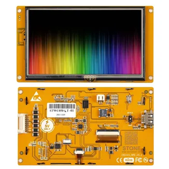 5,0-инчов TFT LCD модул с 128 MB флаш памет за проекта HMI, процесор Cortex A8 честота 1 Hz, 262 хиляди реалистични цветове. яркост 300 cd/м2