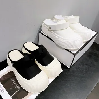 Дамски обувки на STEFKA с дебело дъно, нескользящие чехли с половин глава, лятна новост 2023, ежедневни и разнообразни модни сандали