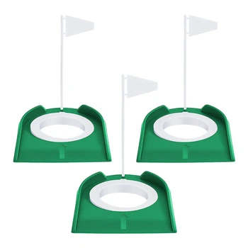 3 бр., чаша за голф, спортни принадлежности за голф, аксесоари за голф, резервни части, стика за голф с пластмасово отметка, зелено + бяло