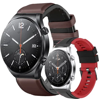 Кожа + Силикон Гривна-каишка За Xiaomi Watch S1 Каишка За часовник Garmin Venu2 Смарт-watchband Xiaomi Цвят/color2
