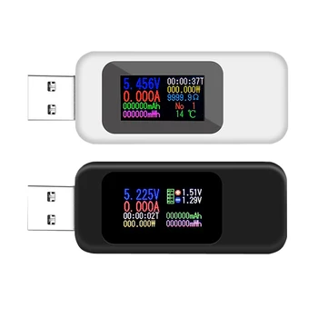 USB 10 в 1 Тестер Type-C Цветен Дисплей Измерване на напрежение 4-30 В, Амперметър Синхронизация, Цифров Монитор, Индикатор за прекъсване на захранването, Тест Зарядно устройство