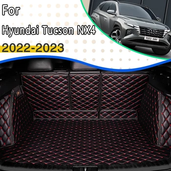 Кожени Постелки За Багажник на Кола Кола Подложка За Hyundai Tucson NX4 2022 2023 LWB, Посветен Заобиколен Подложка За Багажника Coche, автоаксесоари За Съхранение