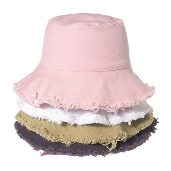 Жените и Мъжете Однотонная ресни Ежедневни выстиранные шапки-кофи Летен чадър широка периферия рибарска шапка памучен шапка